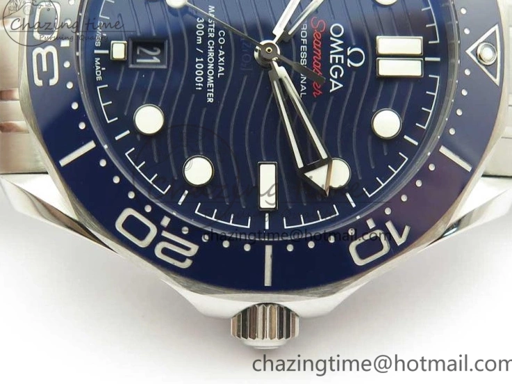 0725 2018 Seamaster Diver 300M OMF Best Edition Blue Ceramic Blue Dial on SS Bracelet A8800 (Black Balance Wheel) ZeroBulk 7957